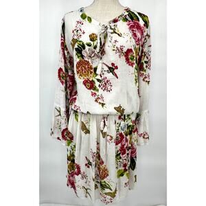 Magazine Ivory Floral Bird Butterfly Boho Dress NWT Size M